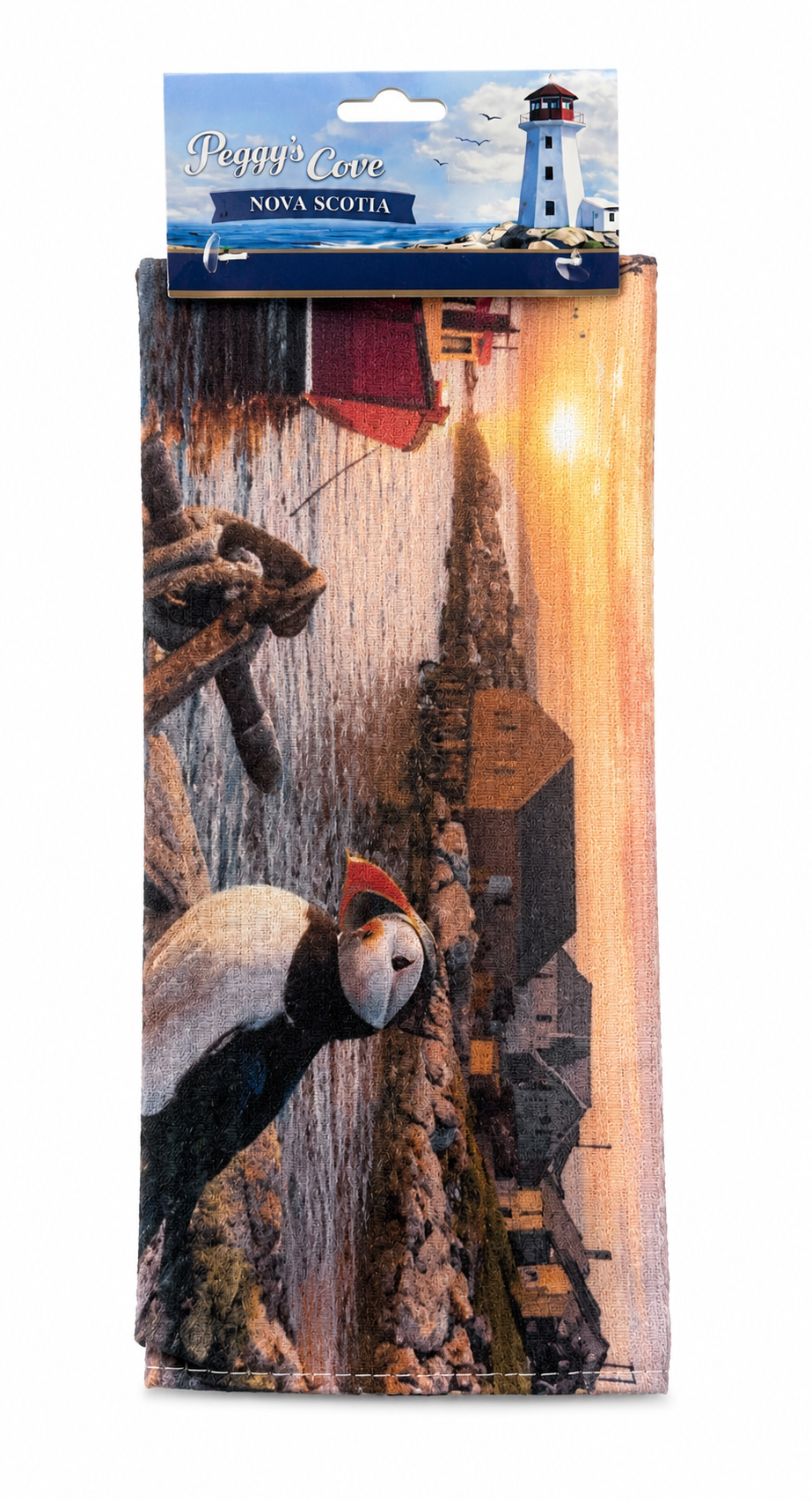 Peggy's Cove Village Waffle Weave Tea Towel
