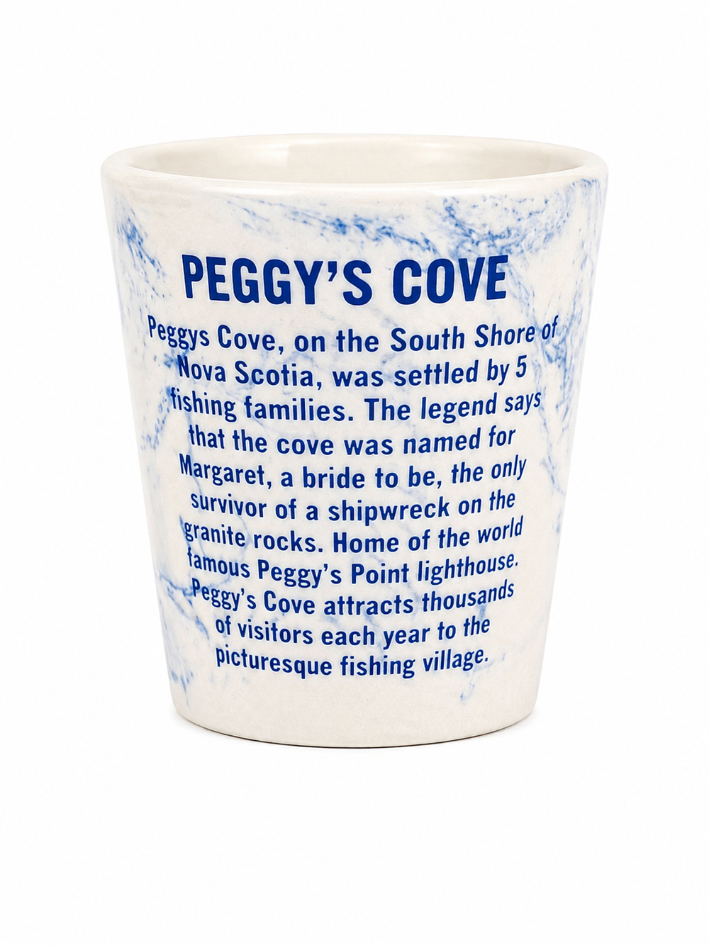 Peggy's Cove Marble Shot Glass w. Legend