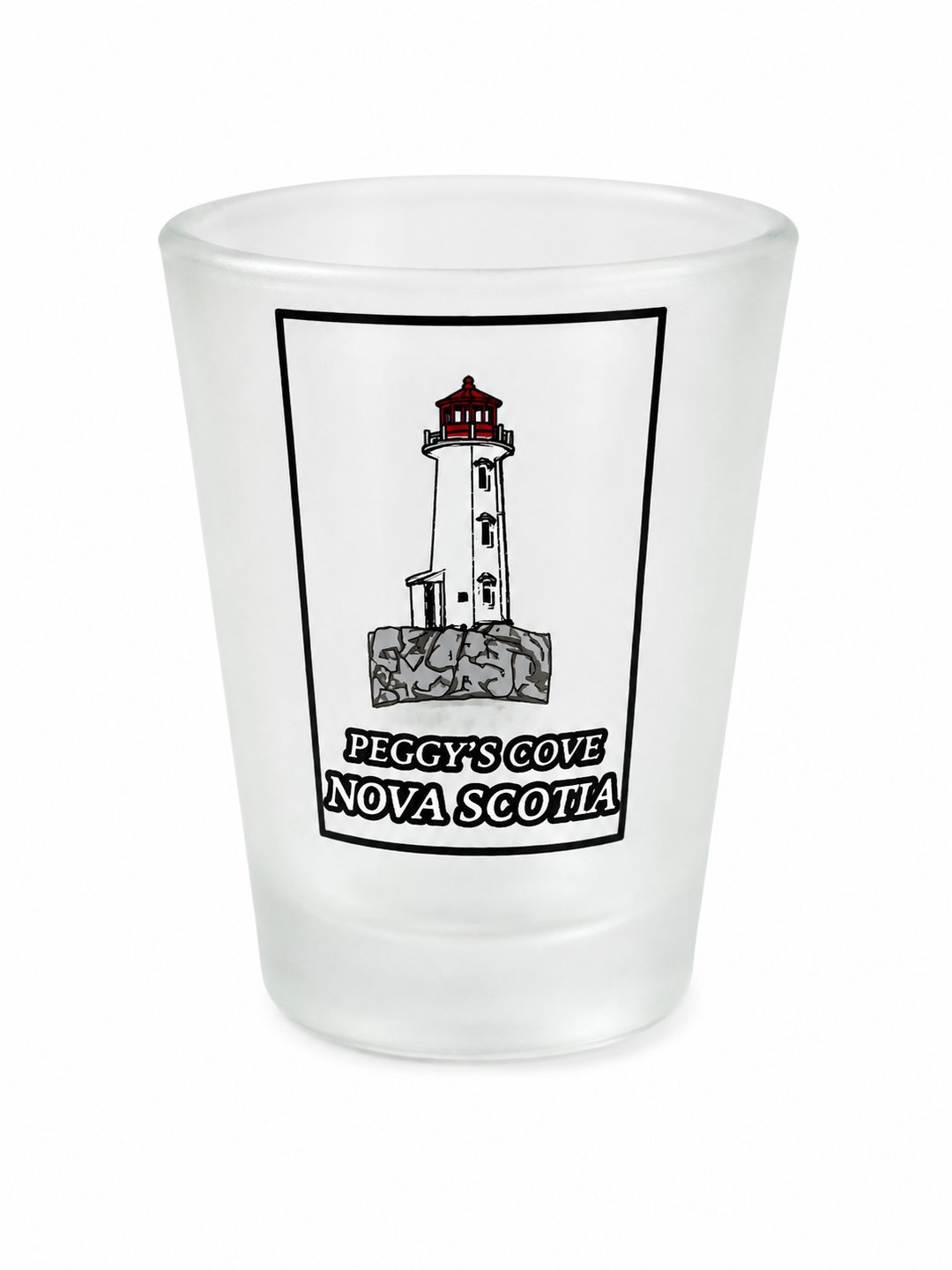 Frosted Shot Glass - Etched Lighthouse with Window