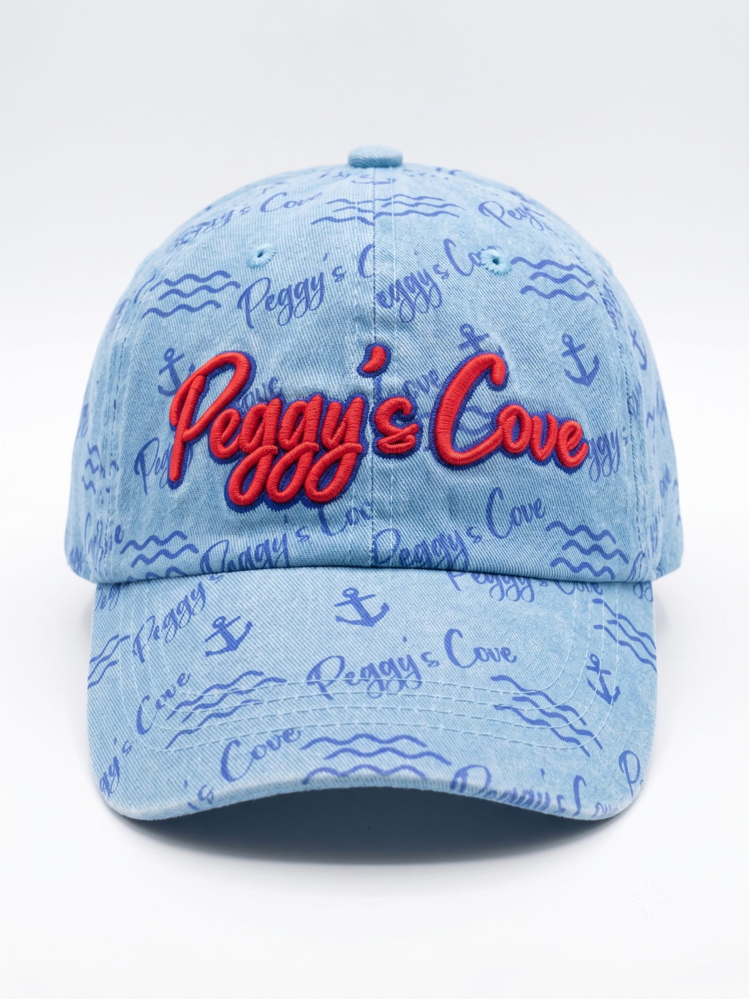 Peggy’s Cove Light Denim All-Over Nautical Print Hat