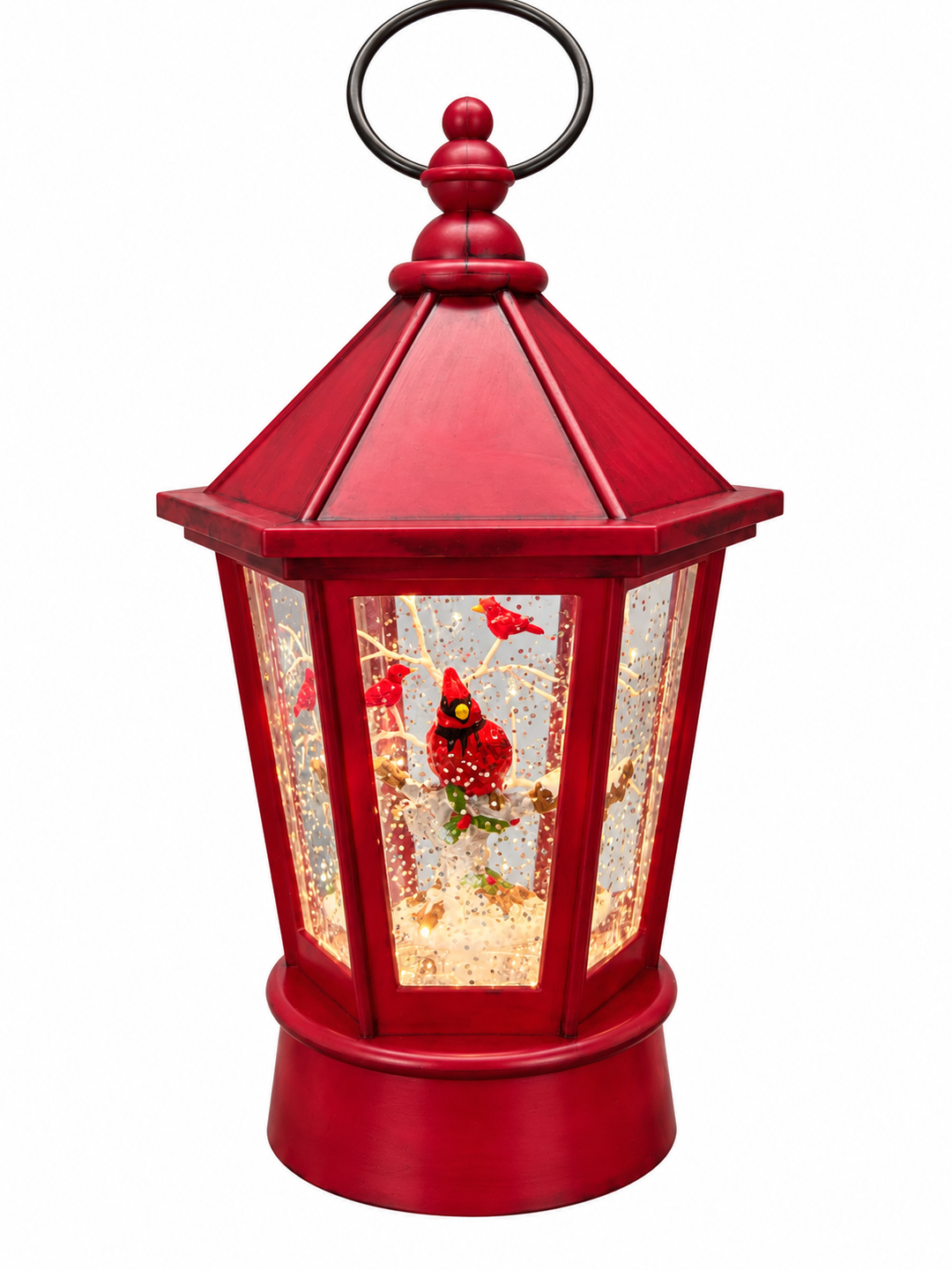 Red Cardinal Snow Globe Lantern