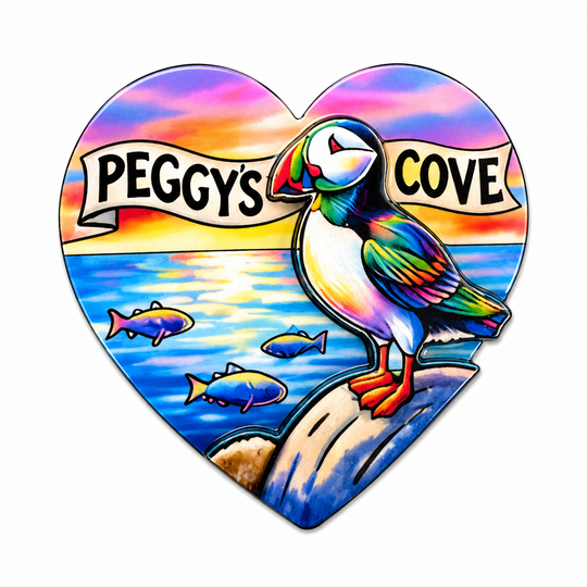 Wooden Heart Magnets - Peggy's Cove