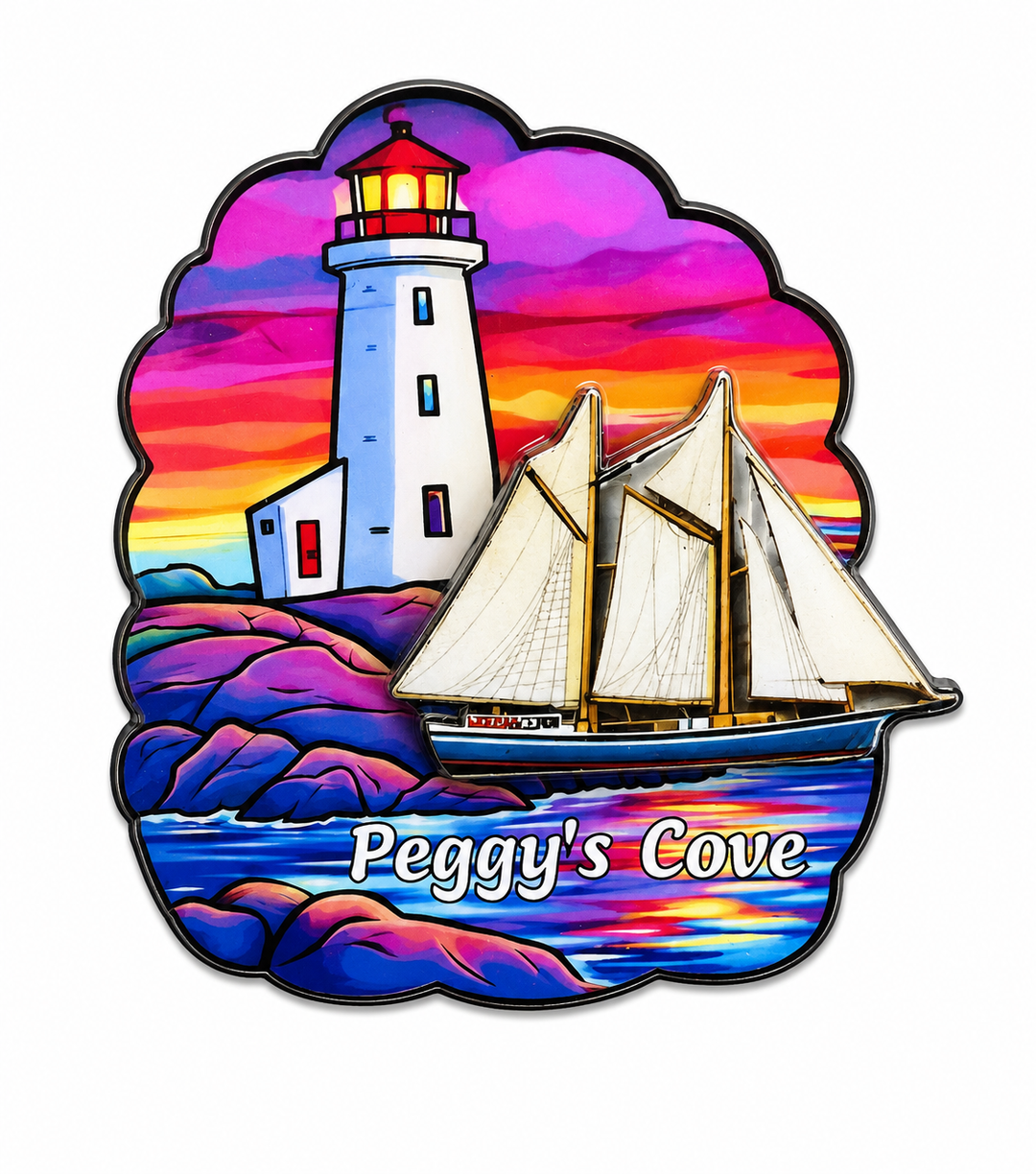 Wooden Magnet - Bluenose @ Peggy's Cove