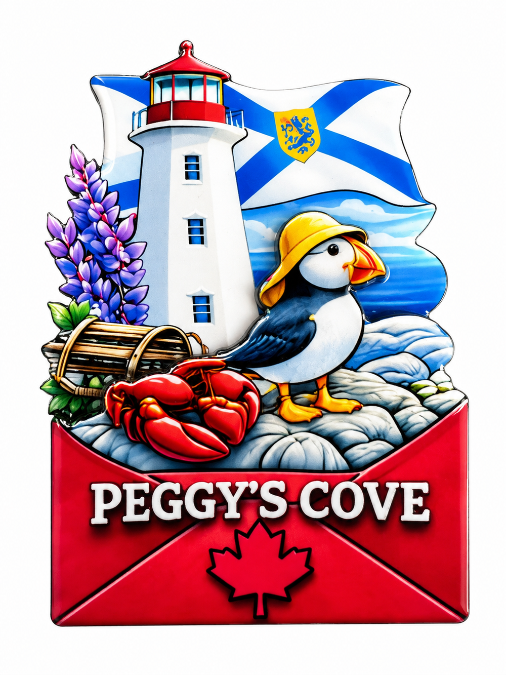Wooden Magnet - Puffin @ Lighthouse
