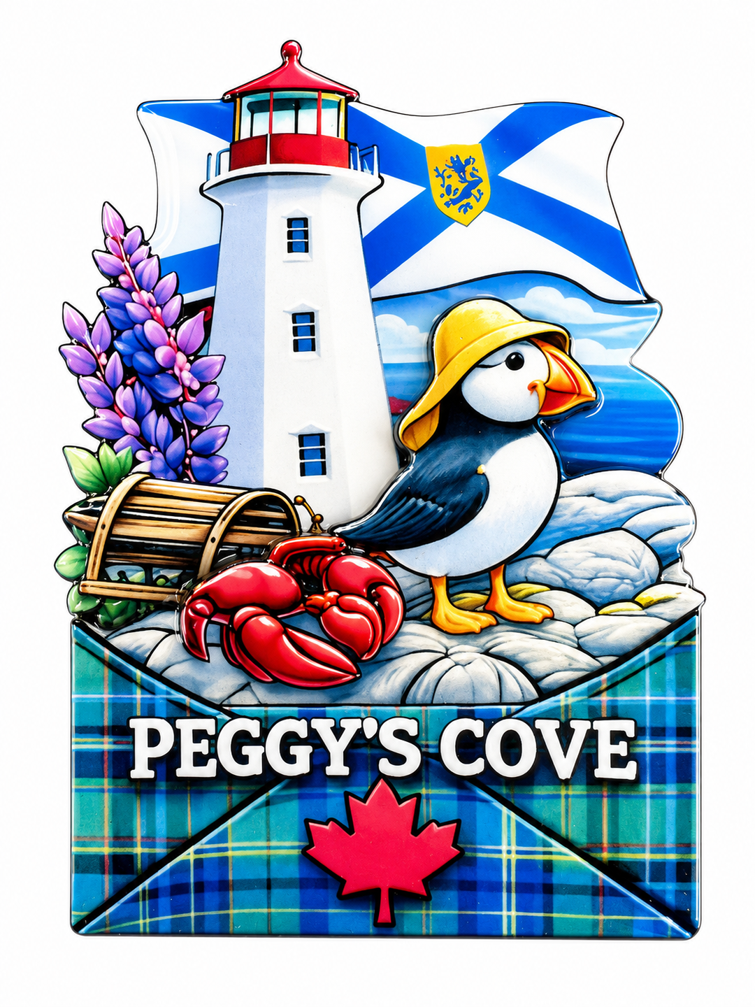 Wooden Magnet - Puffin @ Lighthouse