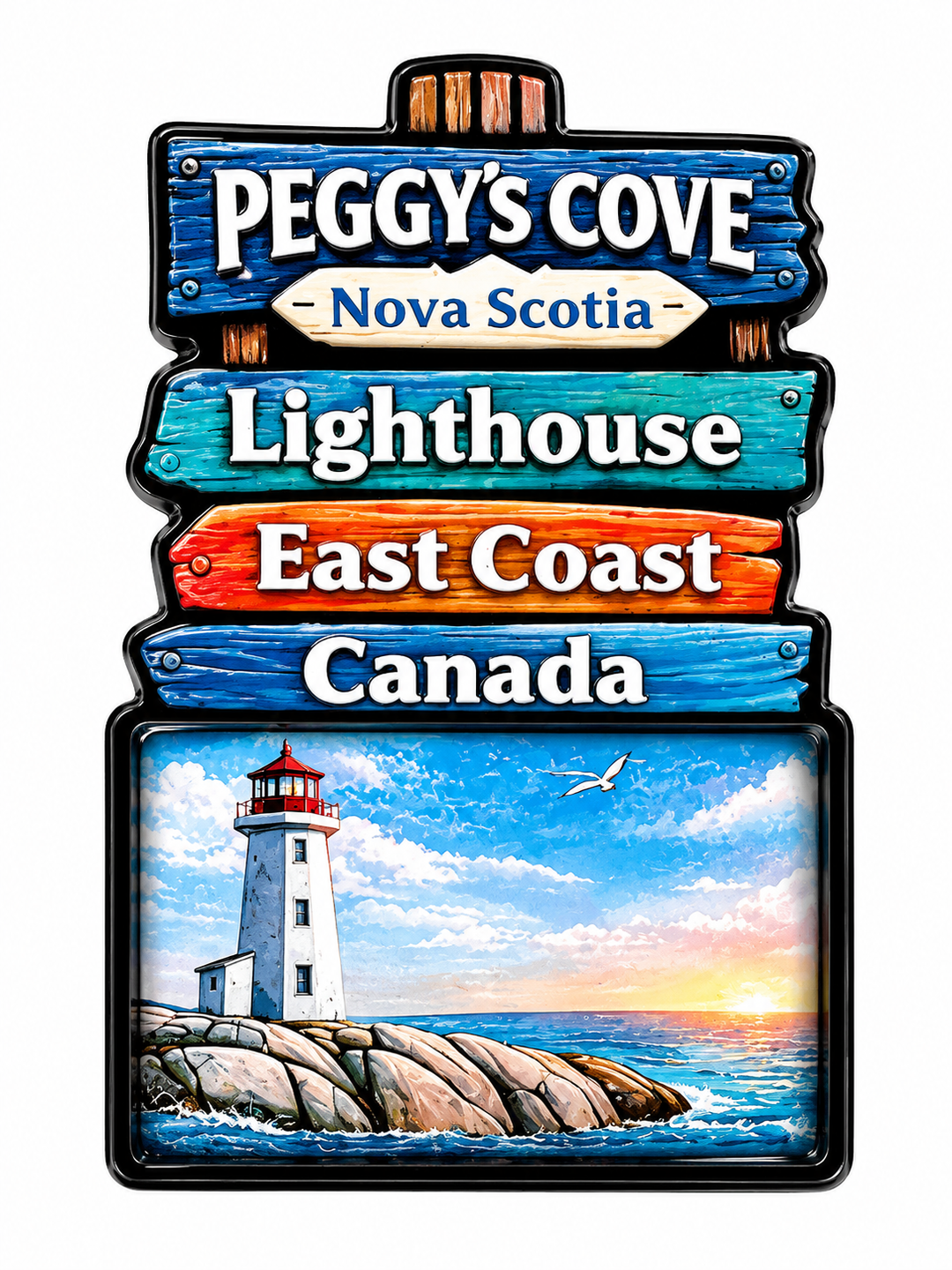 Wooden Magnets - Peggy's Cove Directional Signs
