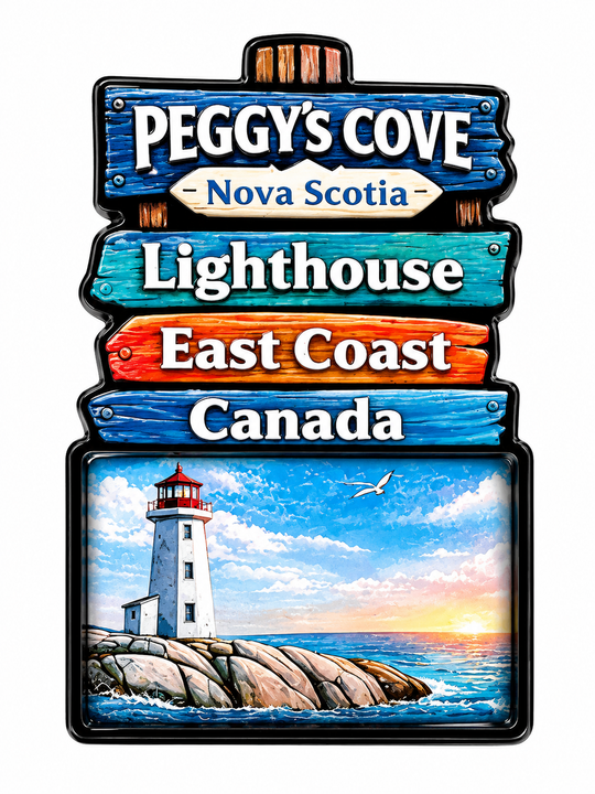 Wooden Magnets - Peggy's Cove Directional Signs